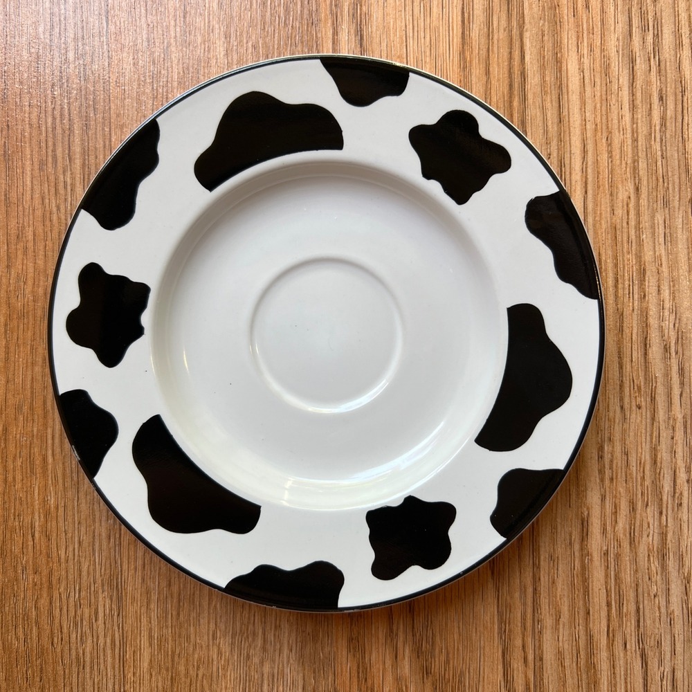 Tienshan Intro Spotted Cow Saucer - 90s - Farmhouse
